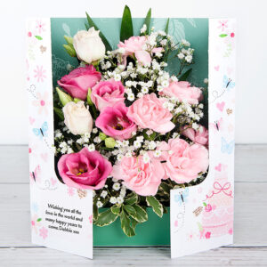 Personalised Wedding Flowers with Spray Carnations, Lisianthus, Gypsophila, Pittosporum and Chico Leaf